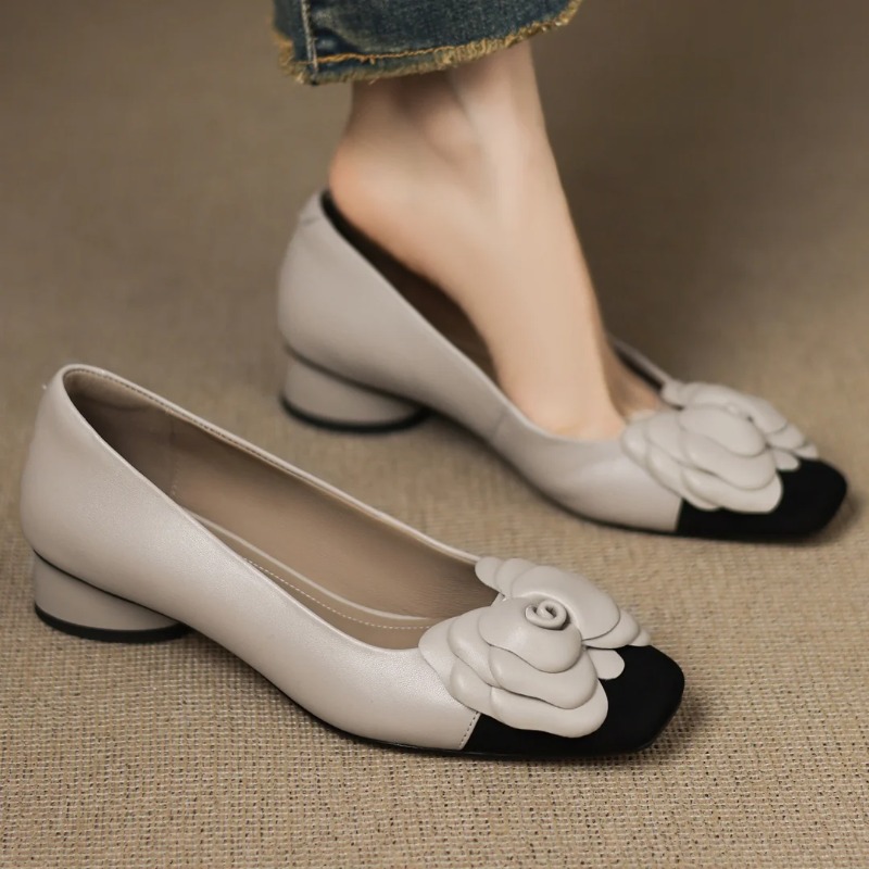 Leather Work Heels - Sepatu hak wanita ukuran besar 34-41,