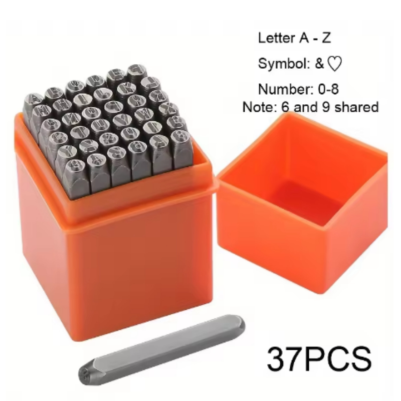 Leatherwork Jewelry - 37Pcs Set Alat Pengepres Huruf &