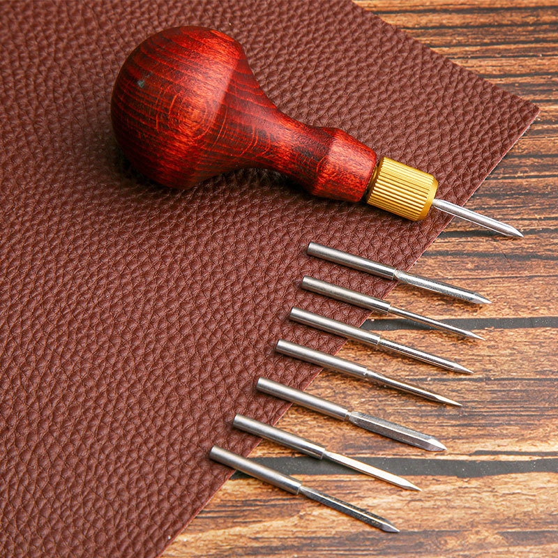 Leatherwork Hole Punch - 1Set DIY kulit Punch Awl pegangan