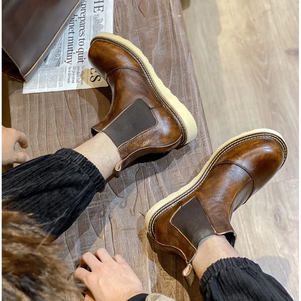 Leather Work Western - Sepatu Boots Chelsea Kulit Asli Pria