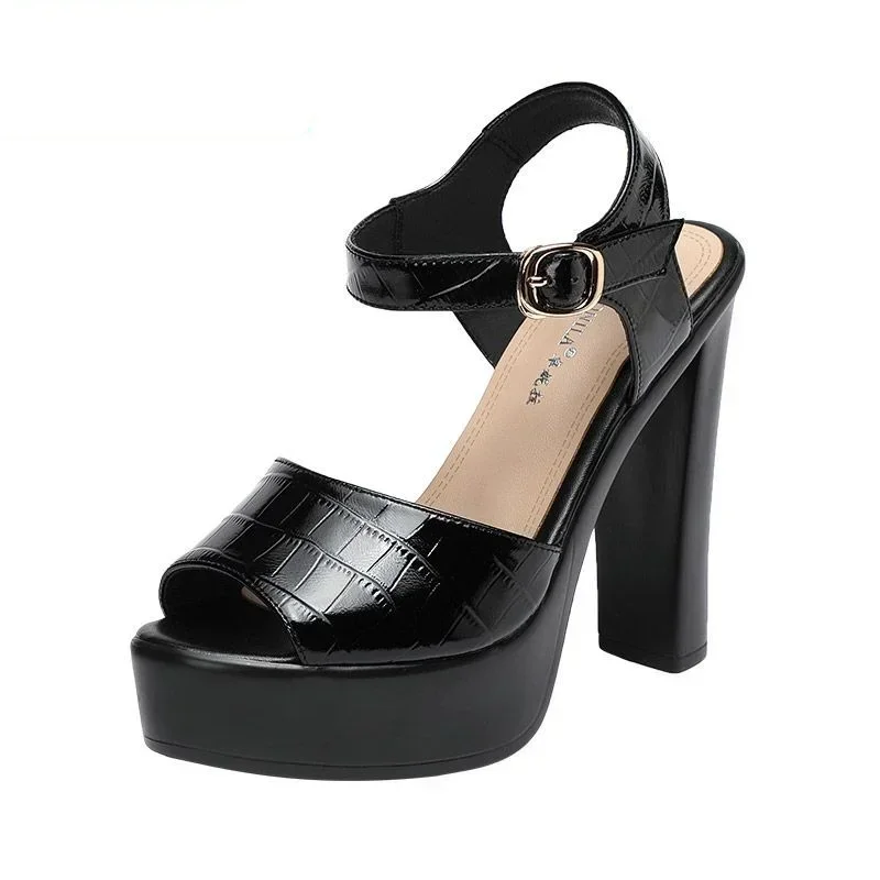 Leather Work Heels - Sandal Kulit Asli Fashion 10Cm 13Cm