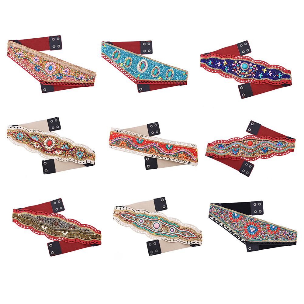 Leatherwork Jewelry - Sabuk Pinggang Manik-manik Berwarna-warni Untuk Wanita,