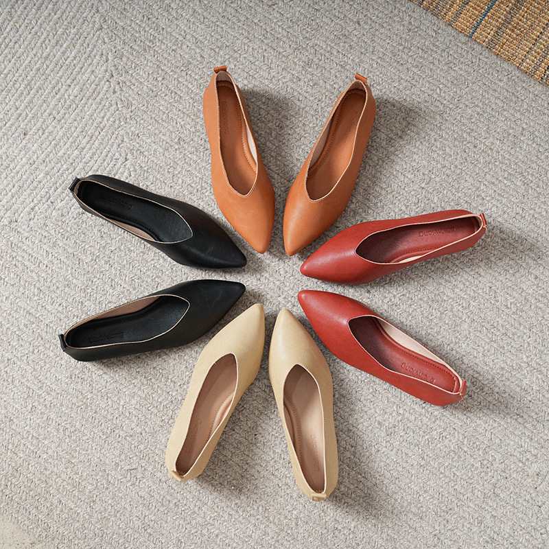 Leather Work Heels - Sepatu Kerja Kulit Lembut Model Kotak