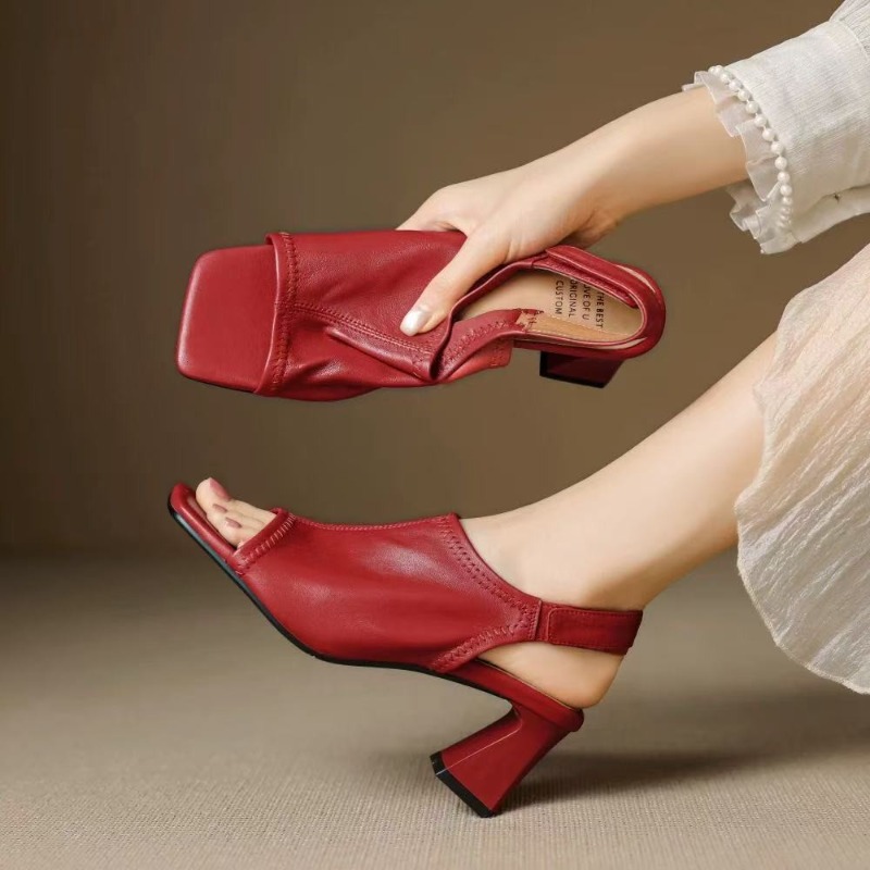 Leather Work Heels - Sandal Wanita Model Prancis Ultra Lembut