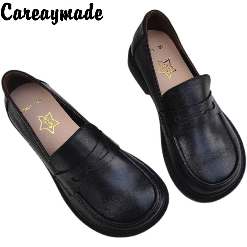 Careaymade-Sepatu Kasual Wanit - Leather Work Heels ulasan dan harga