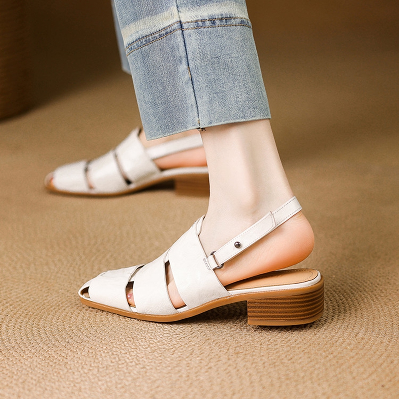 Sandal Wanita Musim Panas Baru - Leather Work Heels ulasan dan harga