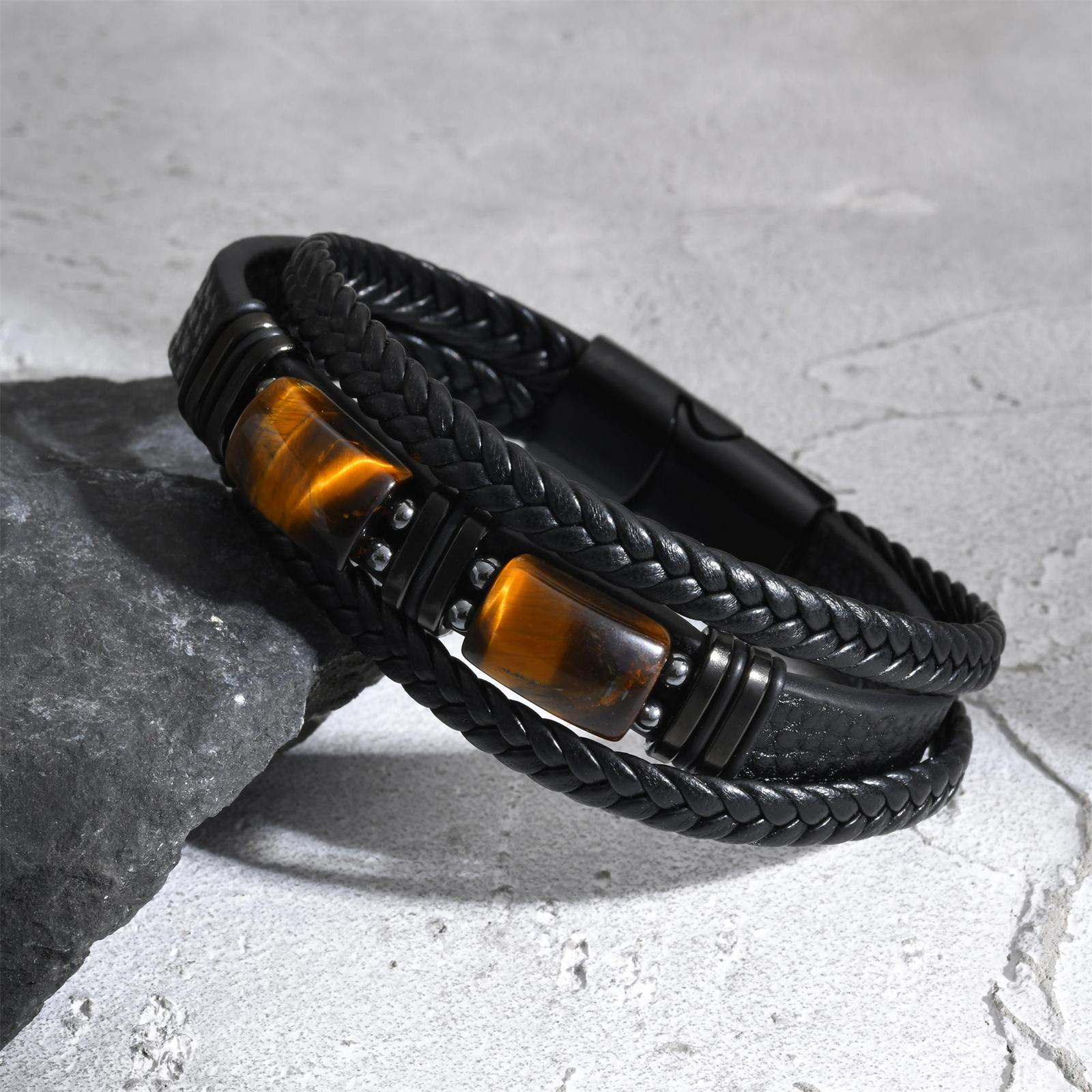 Gelang Kulit Kepang Pria Batu  - Leatherwork Jewelry ulasan dan harga