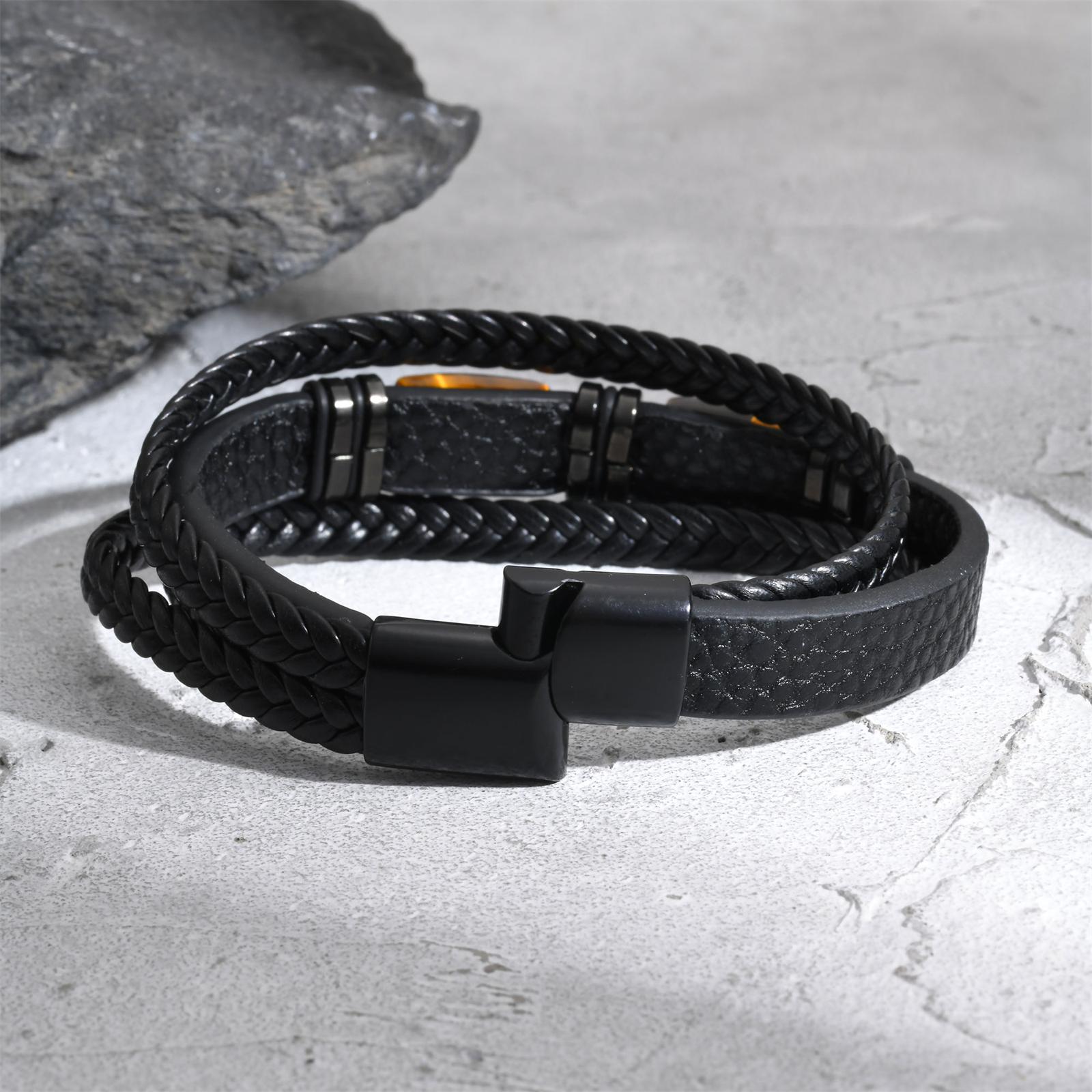 Gelang Kulit Kepang Pria Batu  - Leatherwork Jewelry ulasan dan harga