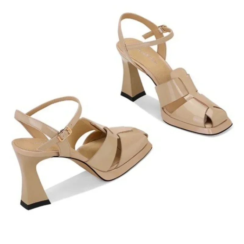 Sandal Hak Tinggi Wanita Sanda - Leather Work Heels ulasan dan harga