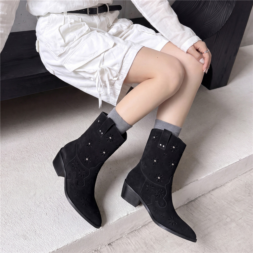 Sepatu Boots Wanita MILI-MIYA  - Leather Work Western ulasan dan harga